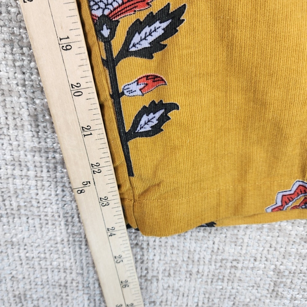 Ivy Jane Floral Print Corduroy Pants Womens S Gold Cropped Wide Leg Pullon EUC - Picture 6 of 11